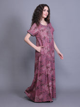 Alpine Nighty with Side Pocket & Neckline Embroidery | Printed